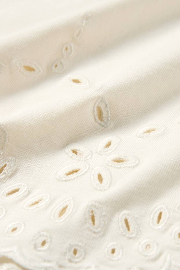 Enfants filles - T-shirt - broderie anglaise - blanc crème