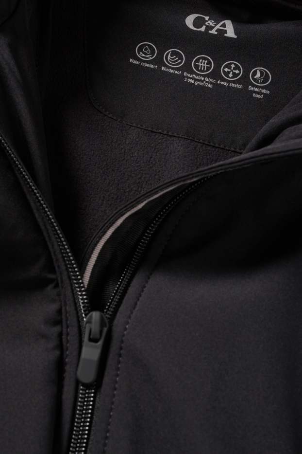 Femei - Palton din softshell cu glugă - rezistent la apă - 4 Way Stretch - negru