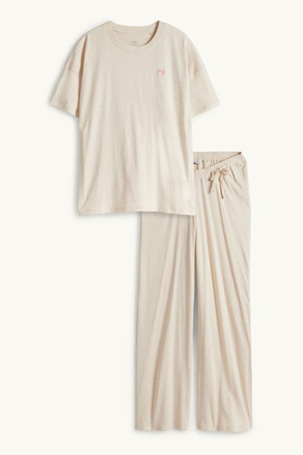 Damen - Still-Pyjama - hellbeige