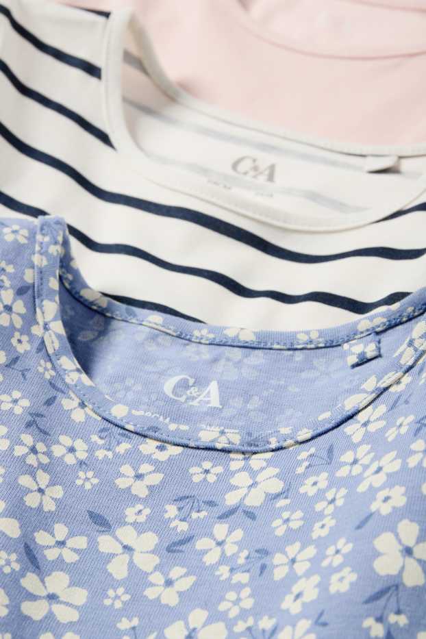 Kinderen: meisjes - Set van 3 - meisje en bloemen - jurk - roze