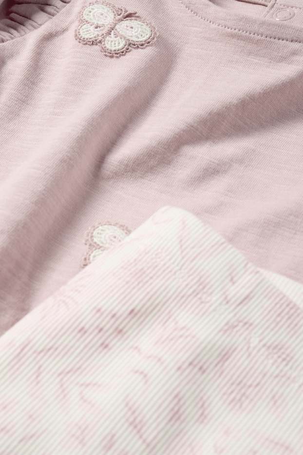 Baby Mädchen - Schmetterling - Baby-Crochet-Outfit - 3 teilig - dunkelrosa