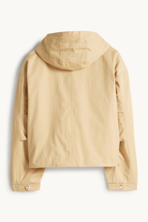 Femei - Jachetă cu glugă - bej