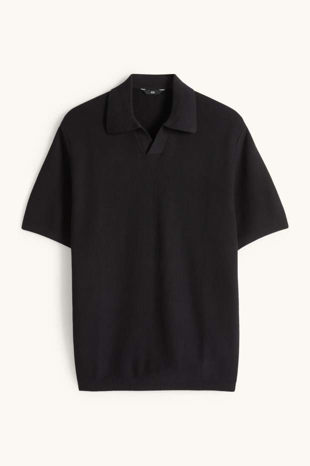 Hommes - Polo en maille - regular fit - finition texturée - noir