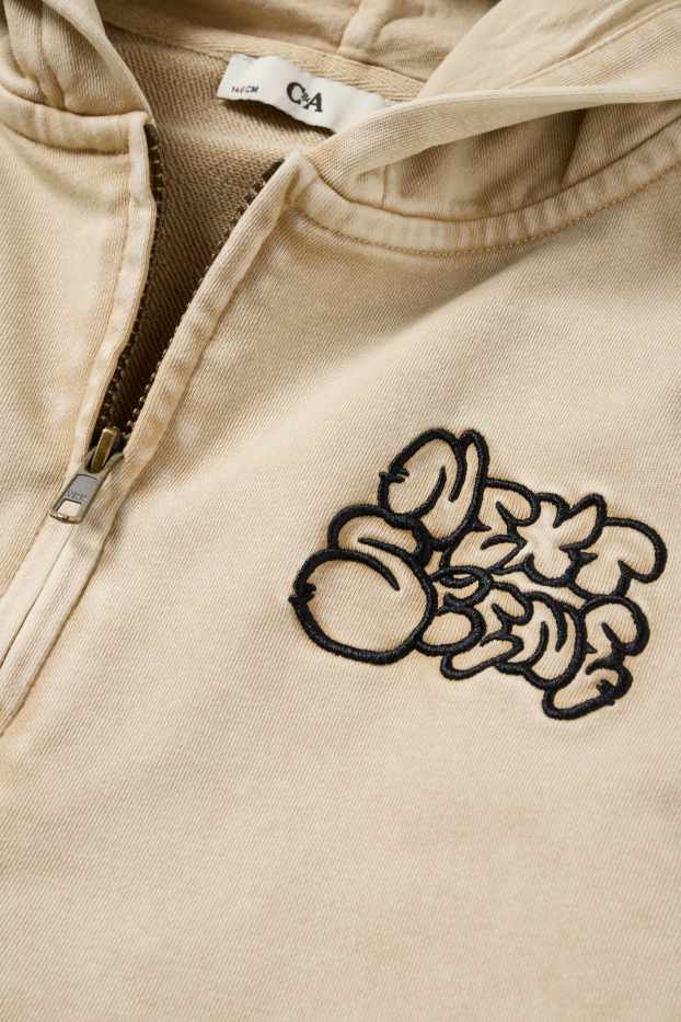 Enfants garçons - Sweat zippé en molleton avec capuche - beige clair