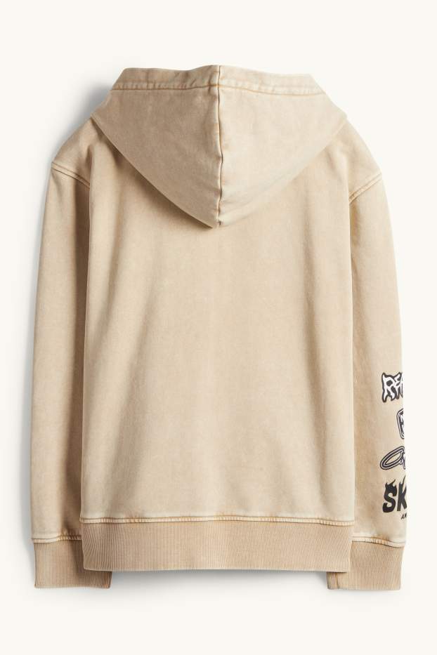 Enfants garçons - Sweat zippé en molleton avec capuche - beige clair