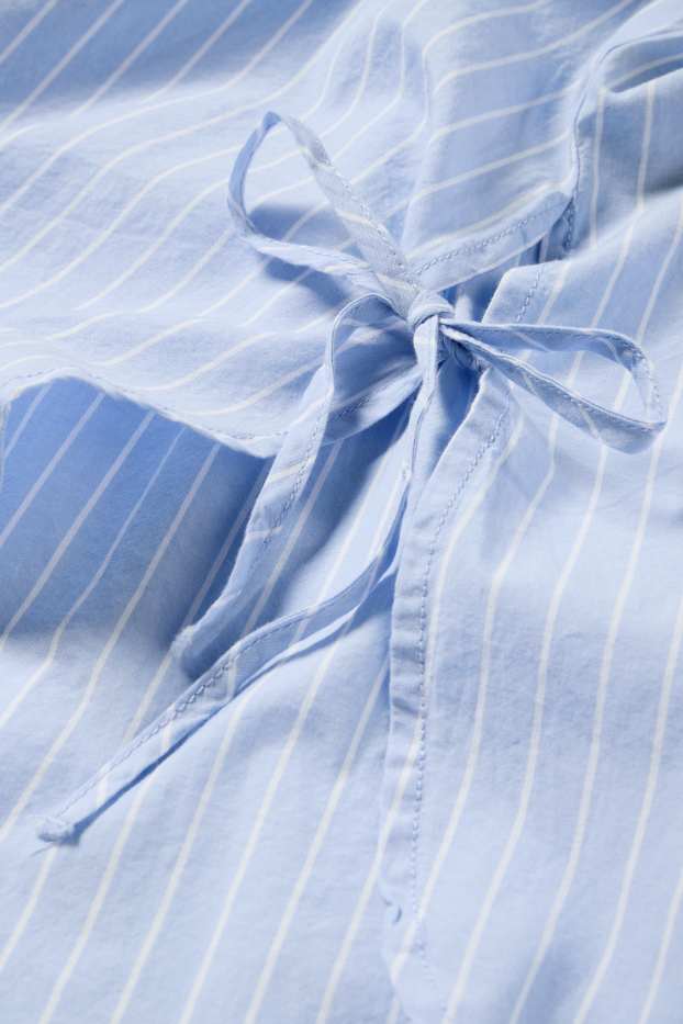 Dames - Blouse - gestreept - wit / lichtblauw