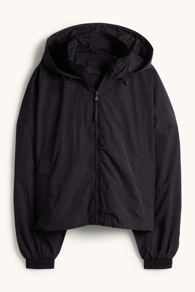 Dames - Jas met capuchon - waterafstotend - zwart