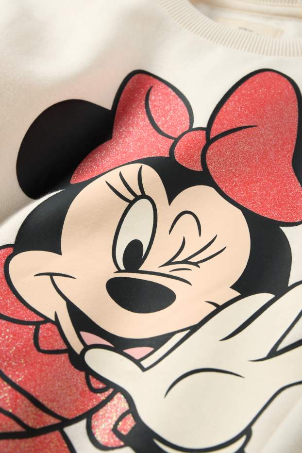 Bambine - Minnie - felpa - effetto brillante - bianco crema