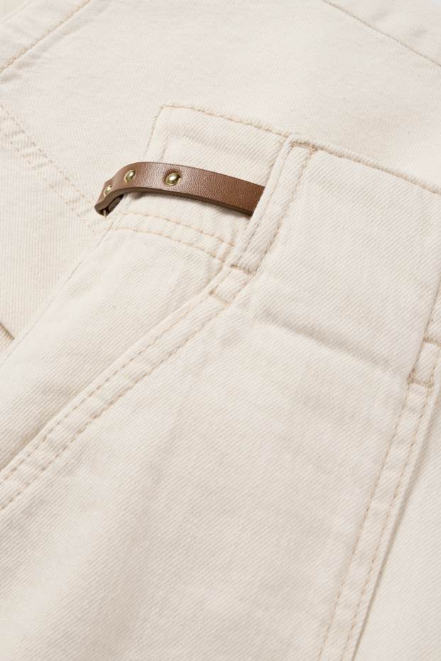 Femmes - Pantalon de toile à ceinture - high waist - barrel leg - beige clair