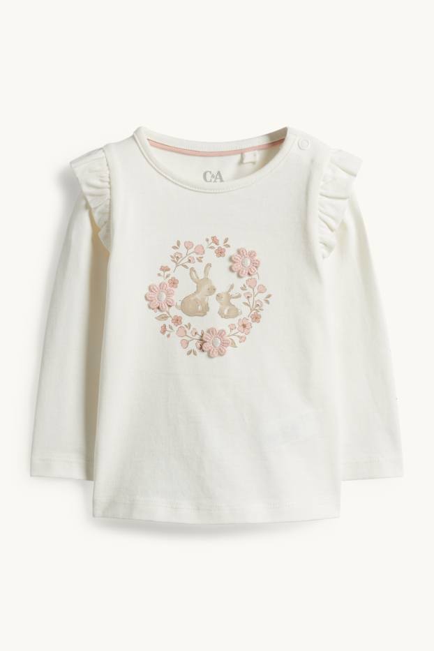 Baby Mädchen - Häschen - Baby-Crochet-Outfit - 3 teilig - weiss / rosa