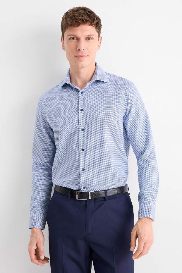 Home - Camisa formal - regular fit - cutaway - no requereix planxada - estampada - blanc/blau