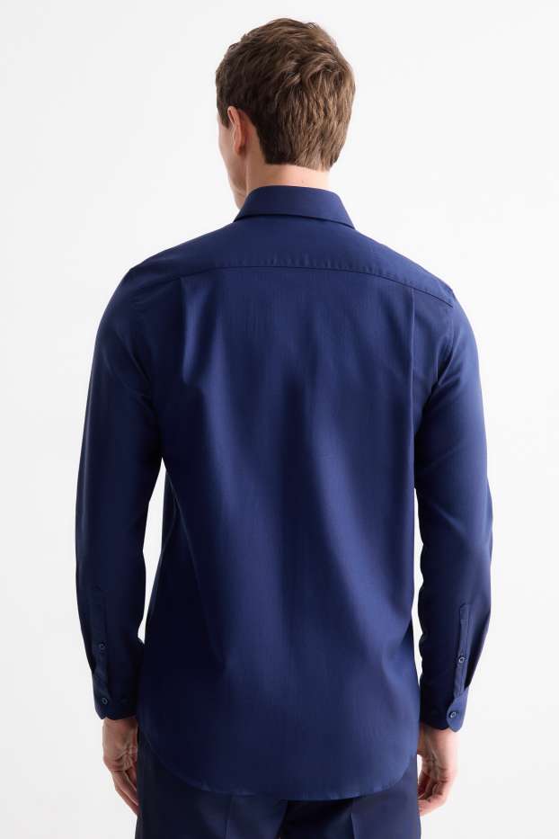 Hommes - Chemise de bureau - regular fit - col cutaway - sans repassage - bleu foncé