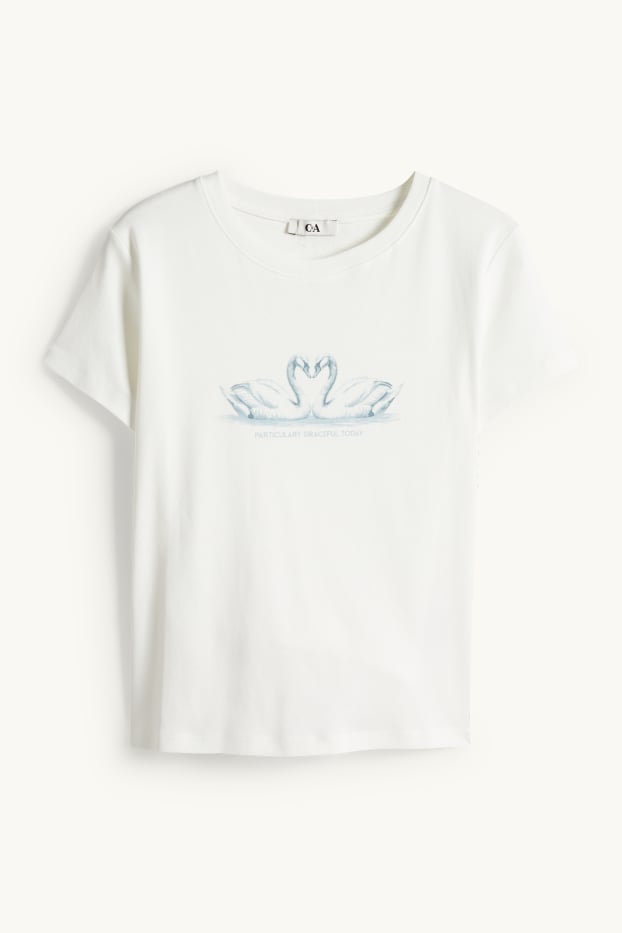 Dámské - Tričko - oversized - žebrované - bílá