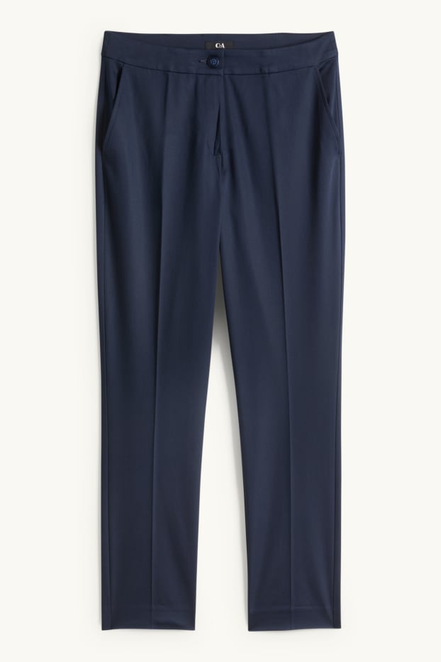 Damen - Stoffhose - Mid Waist - Slim Fit - dunkelblau