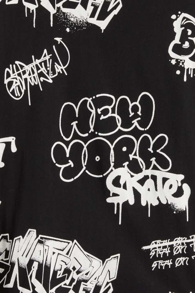 Kinderen: jongens - Set van 2 - graffiti - T-shirt - zwart / wit