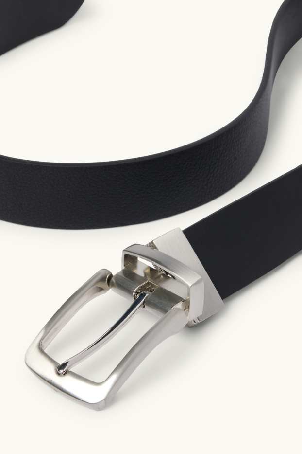 Bărbați - Curea reversibilă - imitație de piele - negru