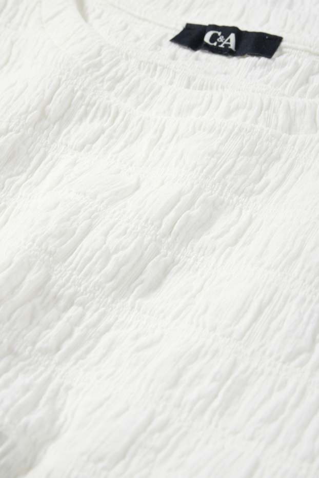 Dona - Samarreta de màniga curta - regular fit - frunzida - blanc trencat