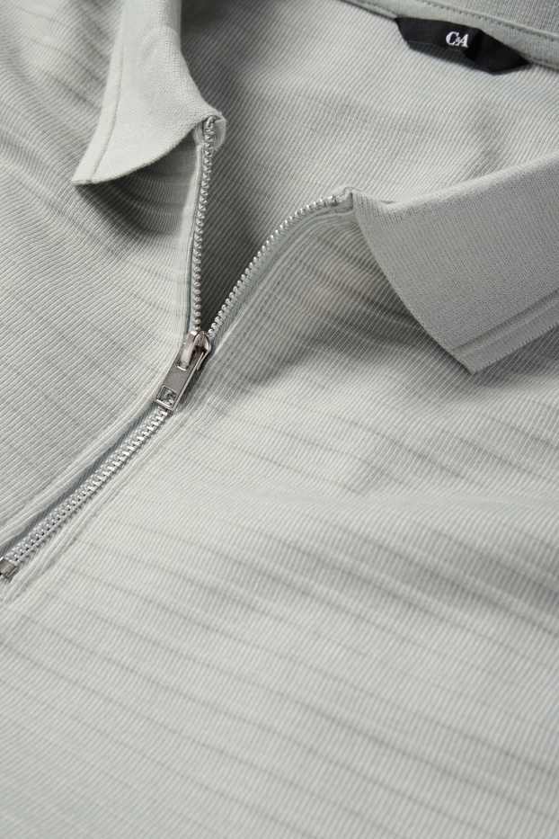 Heren - Poloshirt - regular fit - ribstof - grijs