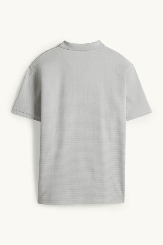 Heren - Poloshirt - regular fit - ribstof - grijs