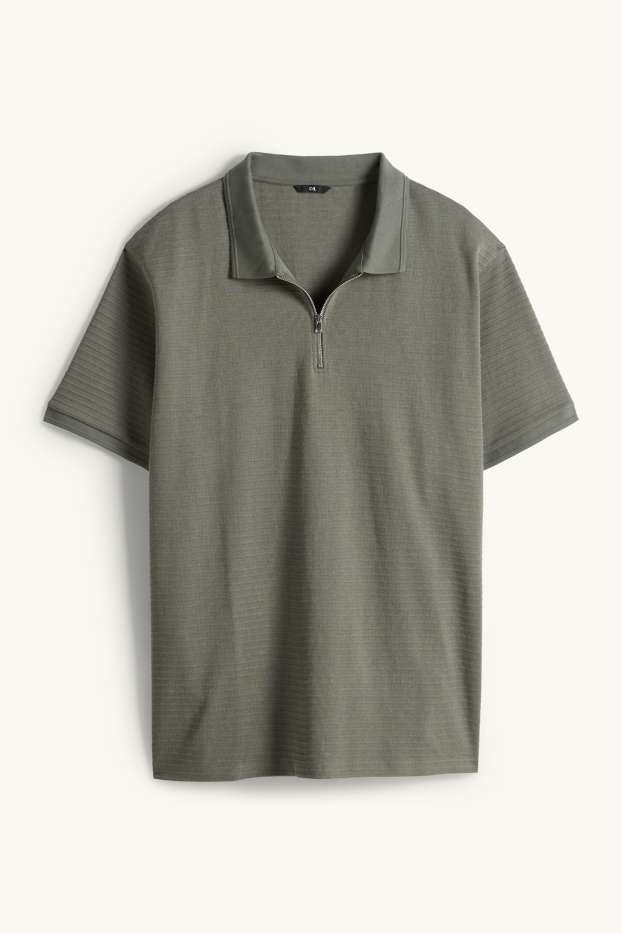 Heren - Poloshirt - regular fit - ribstof - groen