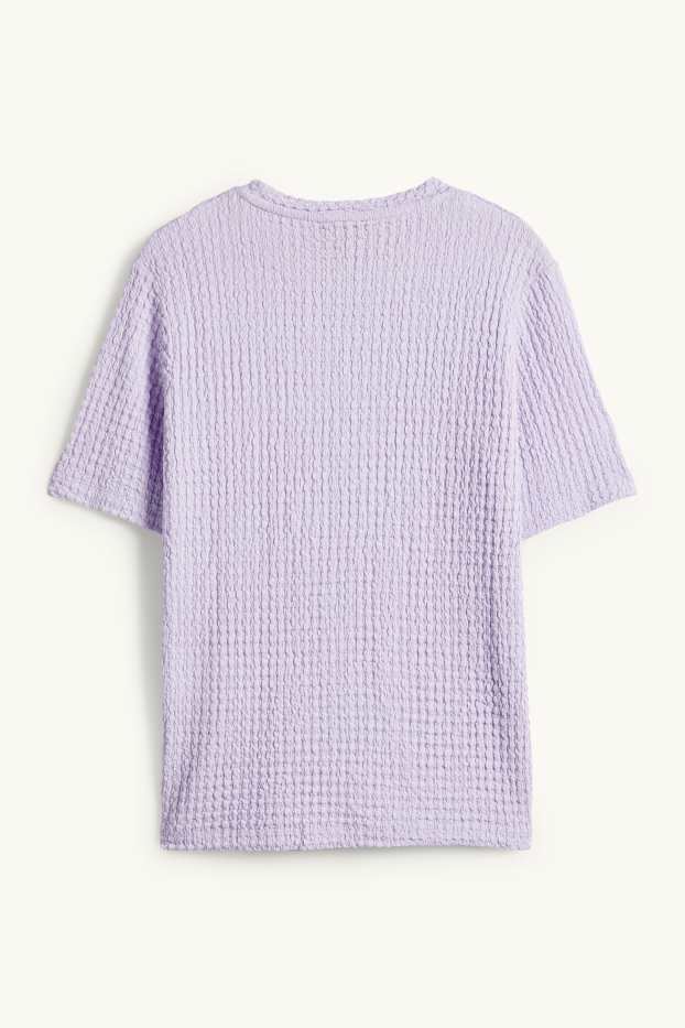 Femei - Tricou - regular fit - structurat - violet deschis