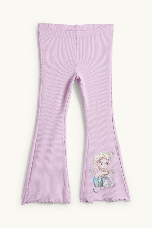 Kinder Mädchen - Die Eiskönigin - Flared Leggings - gerippt - Glanz-Effekt - hellviolett