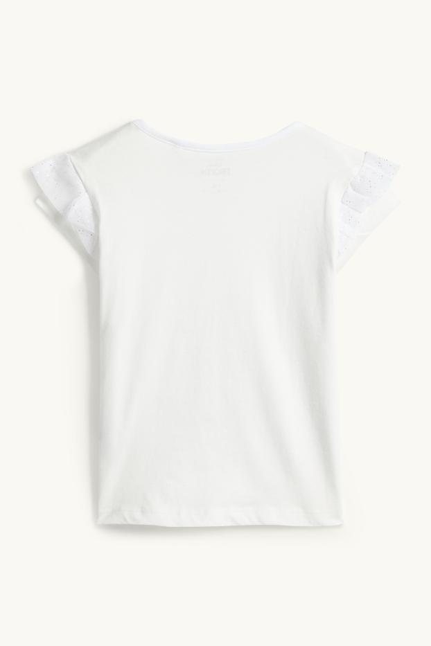 Kinder Mädchen - Die Eiskönigin - Kurzarmshirt - Glanz-Effekt - weiß