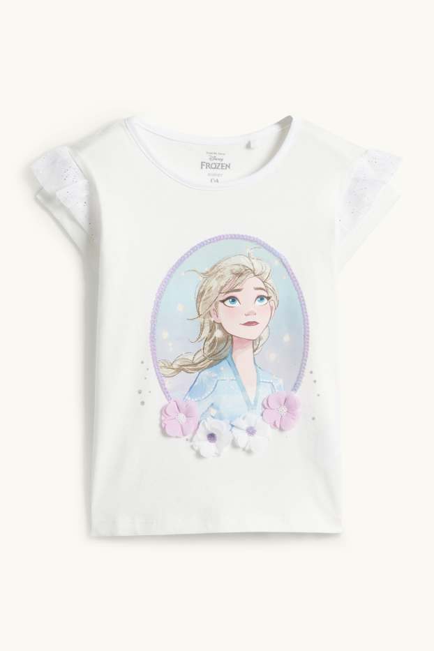 Kinder Mädchen - Die Eiskönigin - Kurzarmshirt - Glanz-Effekt - weiß