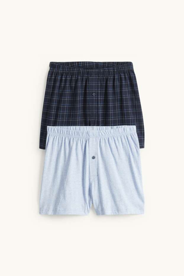 Hommes - Lot de 2 - caleçons - jersey - bleu foncé