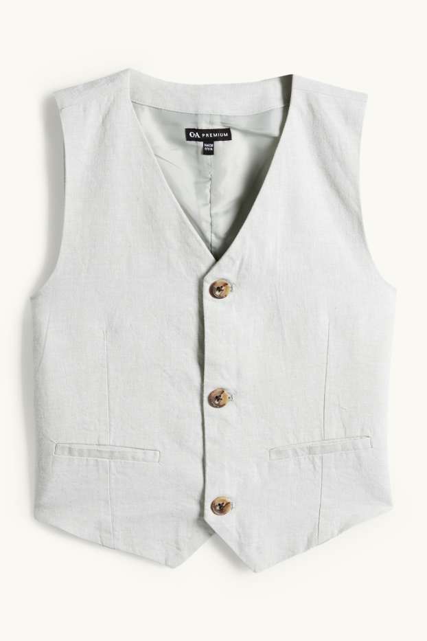 Copii - Băieți - Set - cămașă, vestă și papion - 3 piese - de ocazie - alb / gri