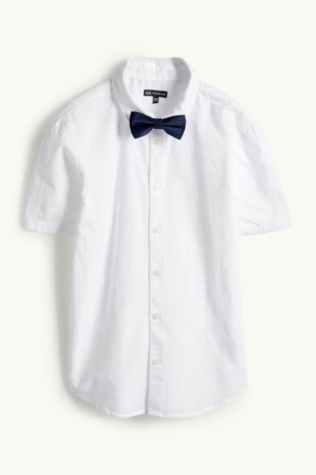 Copii - Băieți - Set - cămașă, vestă și papion - 3 piese - de ocazie - alb / gri