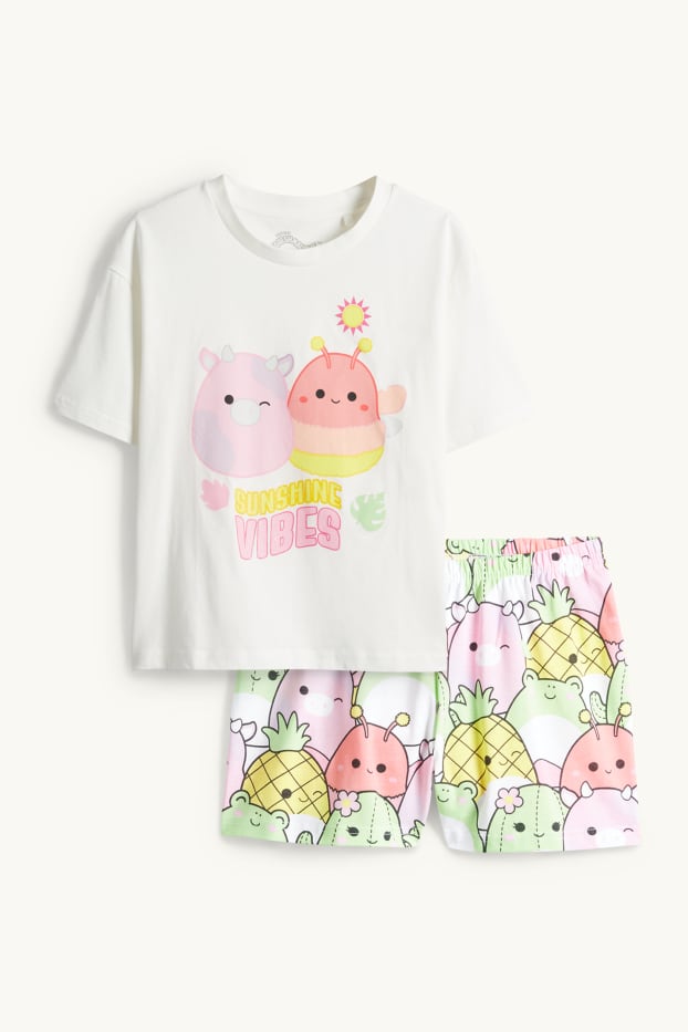 Kinder Mädchen - Squishmallows - Shorty-Pyjama - 2 teilig - weiß / rosa