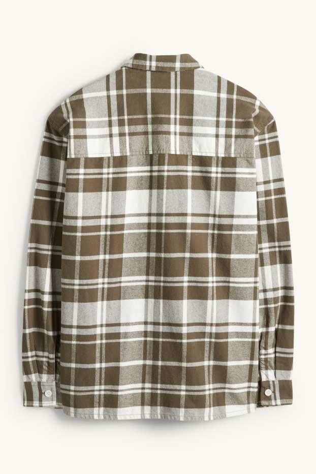 Herren - Hemd - Relaxed Fit - Kent - kariert - braun / cremeweiss