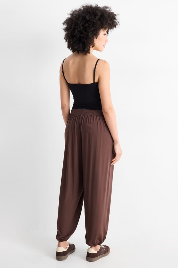 Damen - Jersey-Hose - Mid Waist - braun