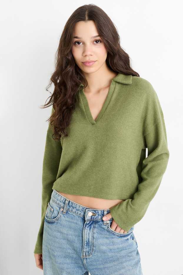 Damen - Pullover - grün