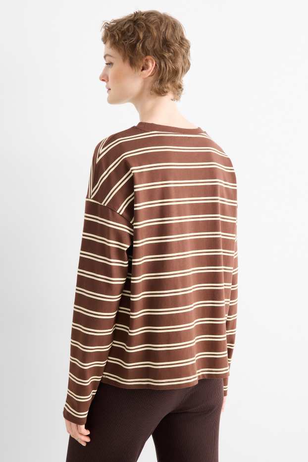 Femmes - Haut à manches longues - Oversize - à rayures - marron / beige