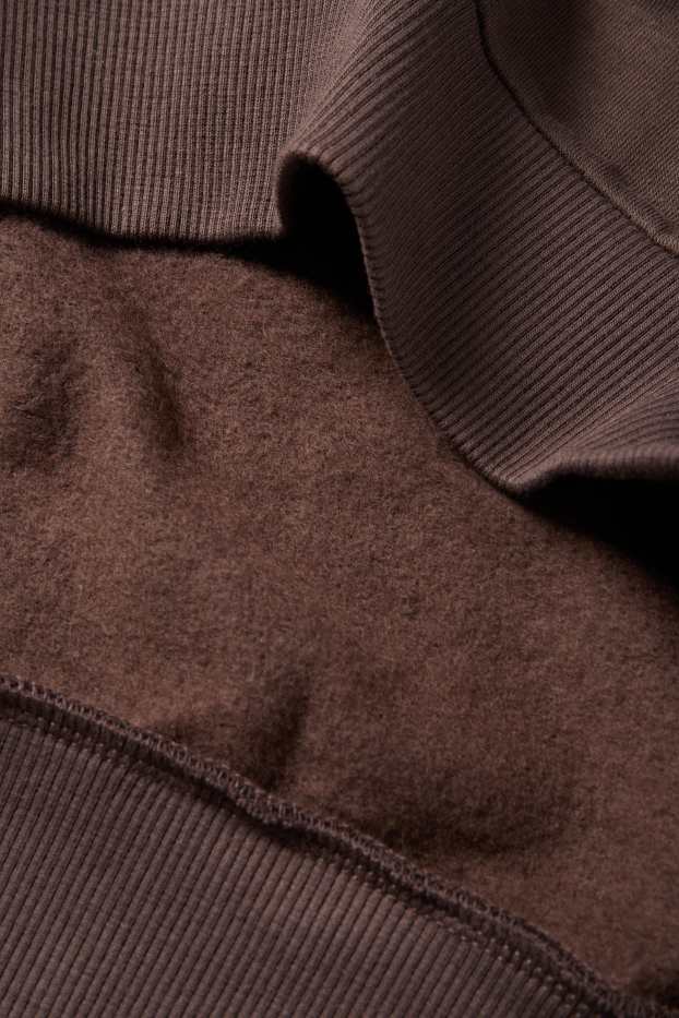 Femei - Bluză de molton supradimensionată - maro închis