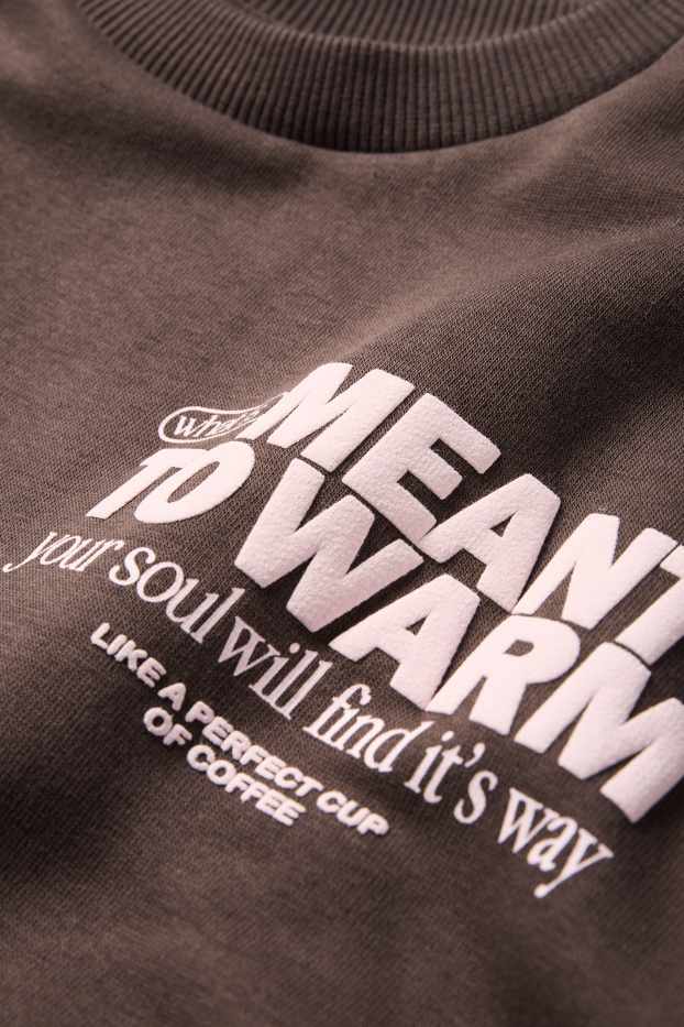 Femei - Bluză de molton supradimensionată - maro închis