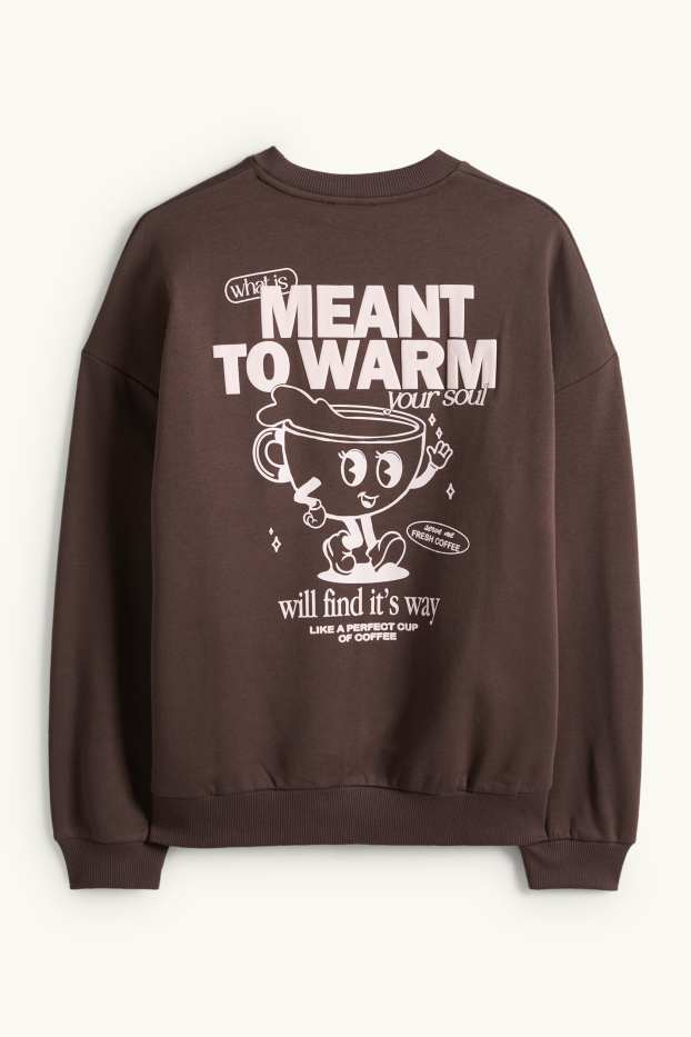 Femei - Bluză de molton supradimensionată - maro închis