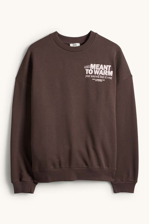 Femei - Bluză de molton supradimensionată - maro închis