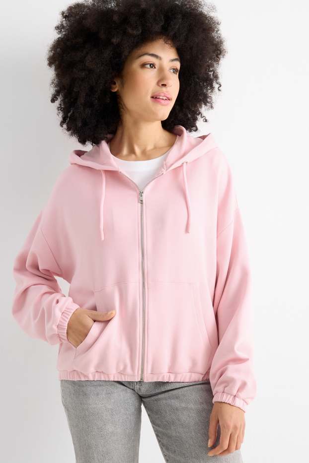 Damen - Sweatjacke mit Kapuze - rosa