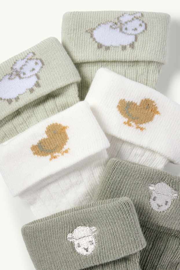 Bébés garçons - Lot de 3 paires - petits moutons - chaussettes nouveau-né à motif - blanc / vert