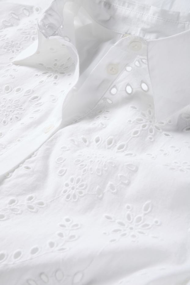 Femmes - Blouse-chemise - broderie anglaise - blanc