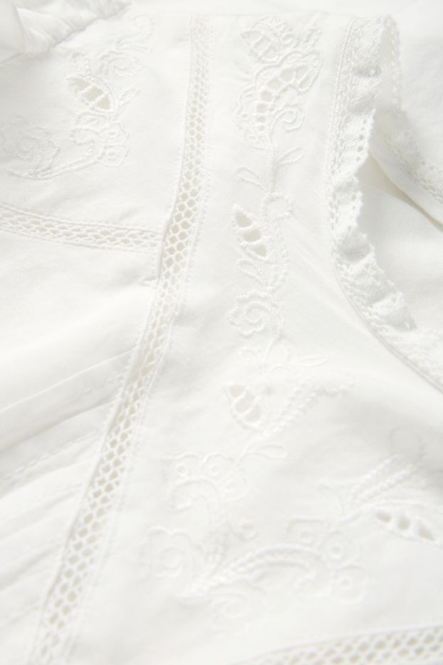 Dames - Blouse - Broderie Anglaise - wit