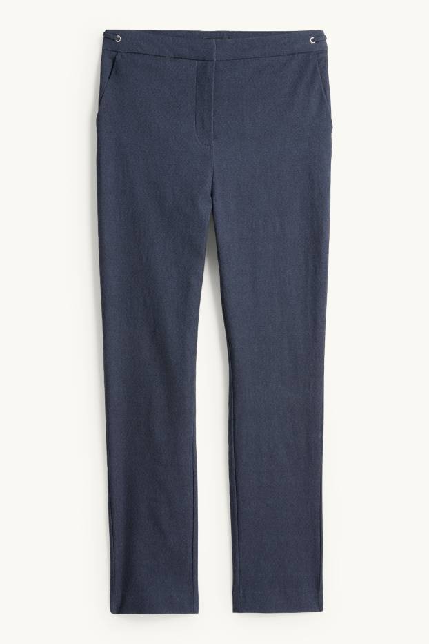 Donna - Pantaloni di stoffa - vita media - tapered fit - effetto jeans - blu scuro