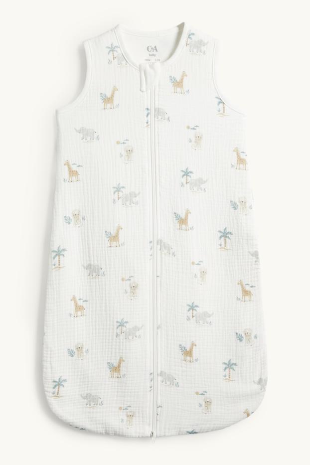 Baby Girls - Elephant, giraffe and lion - baby sleeping bag - 6-18 months - white