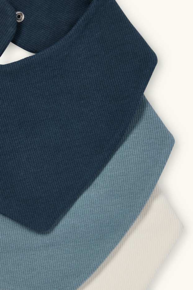 Unisex - Multipack 3er - Baby-Dreieckstuch - gerippt - dunkelblau / cremeweiß