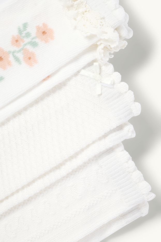 Neonate - Confezione da 3 - calze neonate - fiorellini - bianco