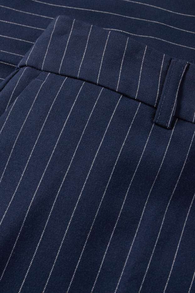 Dámské - Plátěné kalhoty - mid waist - wide leg - tmavomodrá