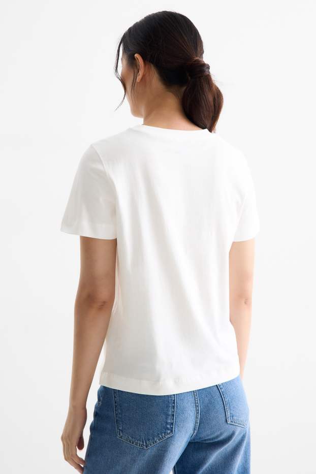 Damen - T-Shirt - Regular Fit - Glanz-Effekt - weiß